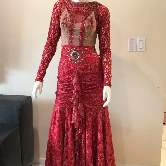 Dresses | Womens Prom Party Wear Red Lace Dresssize Xs | Poshmark